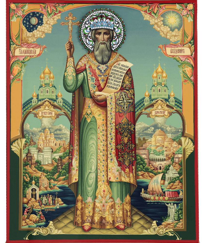 Св. равноапостольный князь Владимир серебряный венец с эмалью